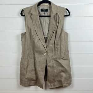 Max Mara Weekend Vest Zona Linen Beige Brown 10 casual work wear